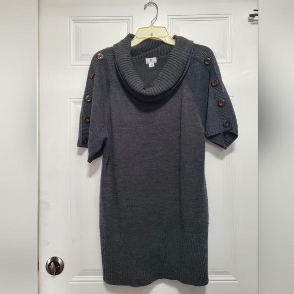 Worthington Cowl Neck Short Sleeved Gray Sweater - Picture 7 of 14